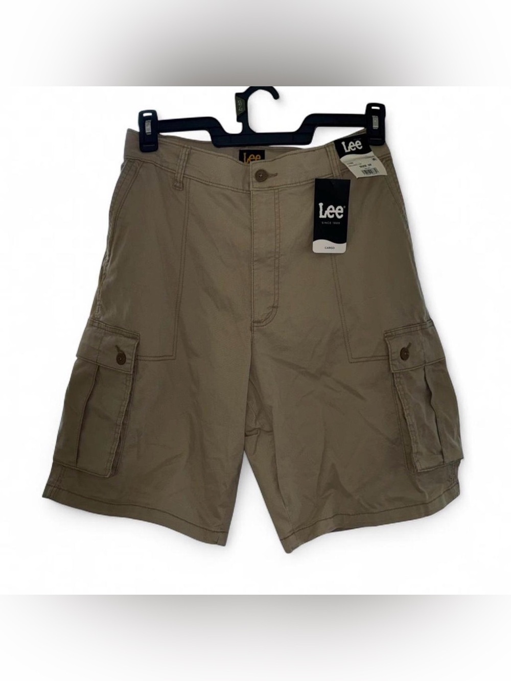Lee Mens Cargo Shorts Size 38 Khaki Relaxed Fit Active Stretch Cargo Pockets